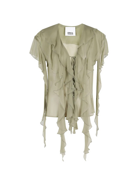  Erika Cavallini Ruffled-tie Blouse - Green 