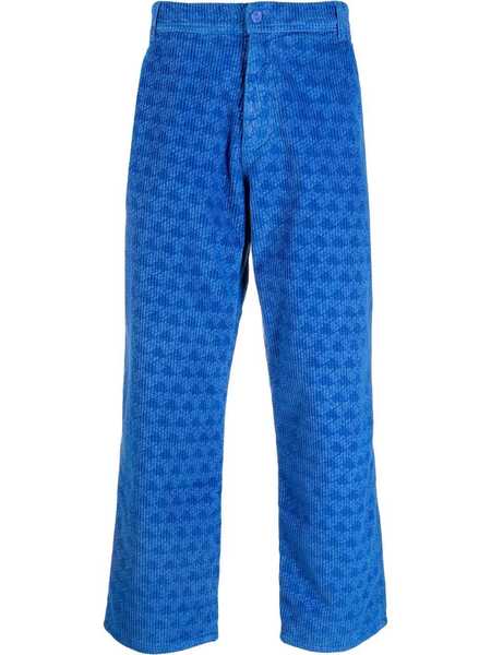  Erl Graphic-print Corduroy Trousers - Blue 