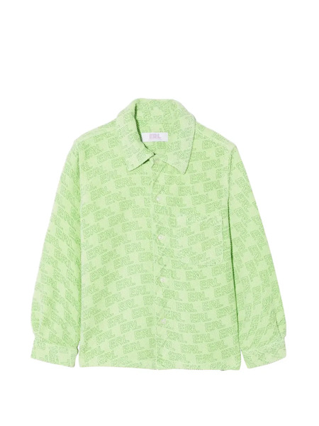  Erl Kids Textured Pattern Shirt - Green 