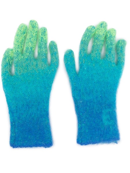 Erl Logo-intarsia Gradient Knitted Gloves - Blue 