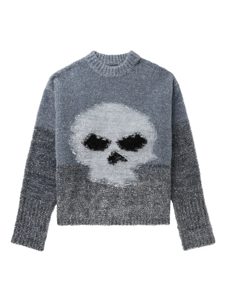  Erl Skull-embellishment Crew-neck Sweater - Grey 