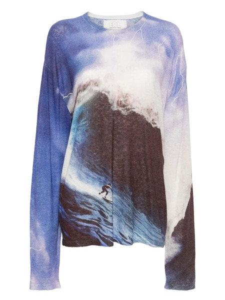  Erl Wave-print T-shirt - Purple 