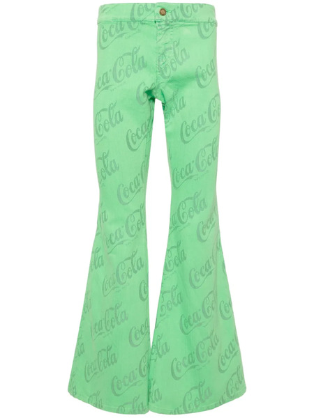  Erl X Coca-cola Mid-rise Flared Jeans - Green 