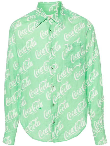  Erl X Coca-cola Monogram-print Shirt - Green 