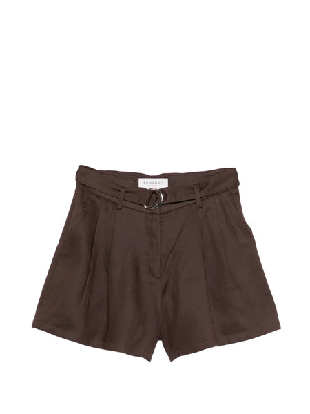  Ermanno Firenze Belted Pleated Shorts - Brown 