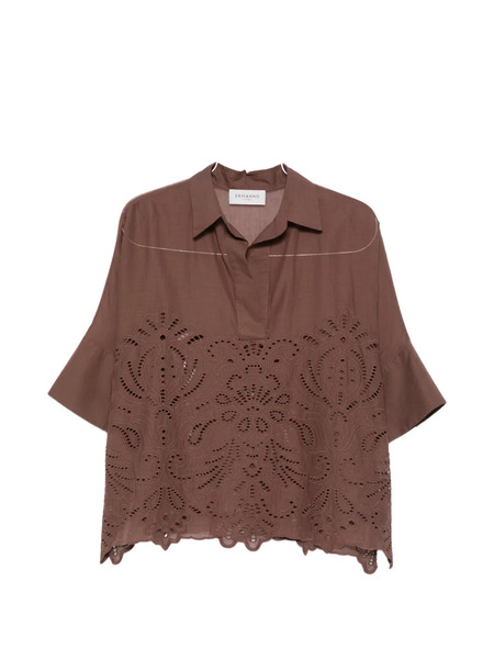  Ermanno Firenze Broderie-anglaise Top - Brown 