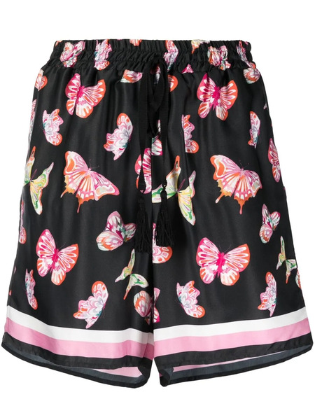  Ermanno Firenze Butterfly-print Shorts - Black 