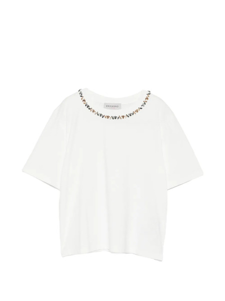  Ermanno Firenze Embellished Crew-neck T-shirt - White 