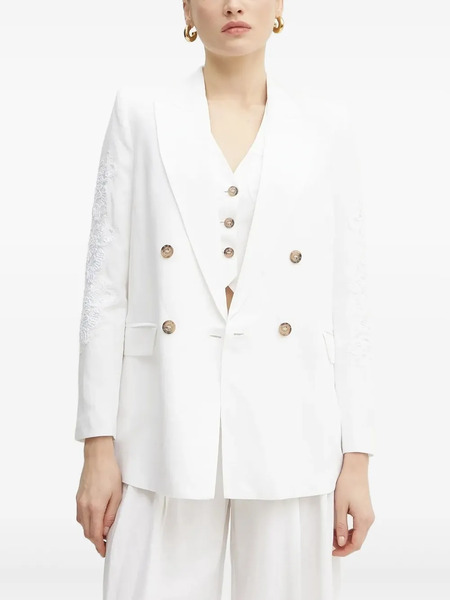  Ermanno Firenze Embroidered Double-breasted Blazer - White 