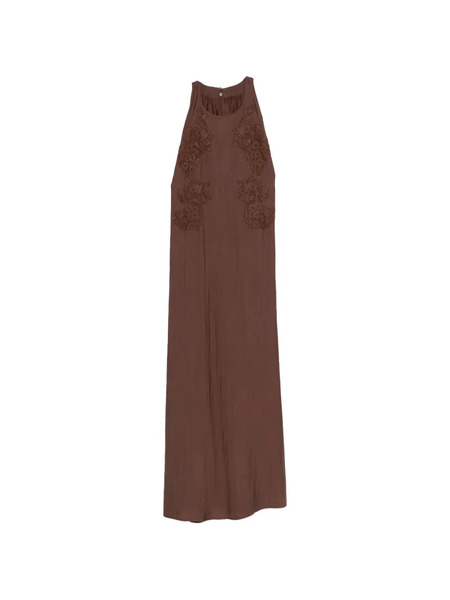  Ermanno Firenze Embroidered Maxi Dress - Brown 