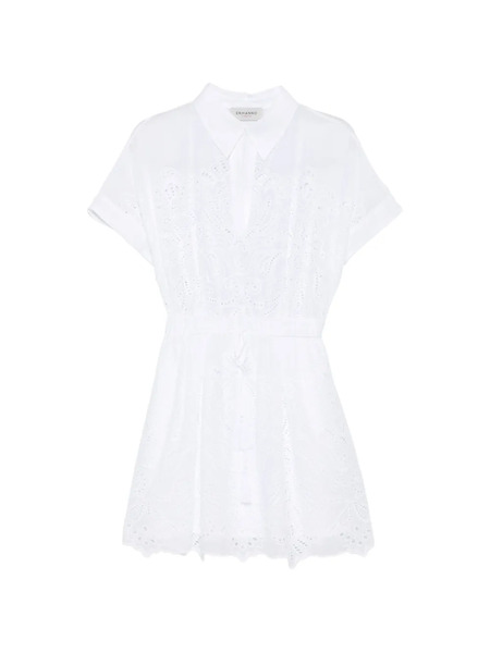  Ermanno Firenze Eyelet Drawstring Dress - White 