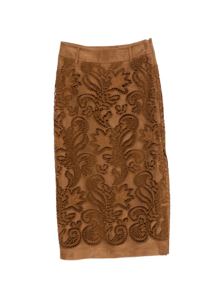  Ermanno Firenze Floral Midi Skirt - Brown 