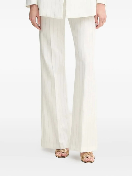  Ermanno Firenze Pinstripe Flared Trousers - White 