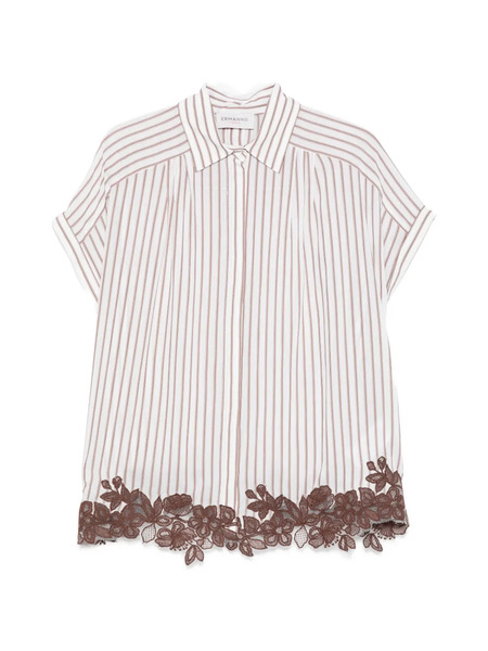  Ermanno Firenze Striped Floral Shirt - White 