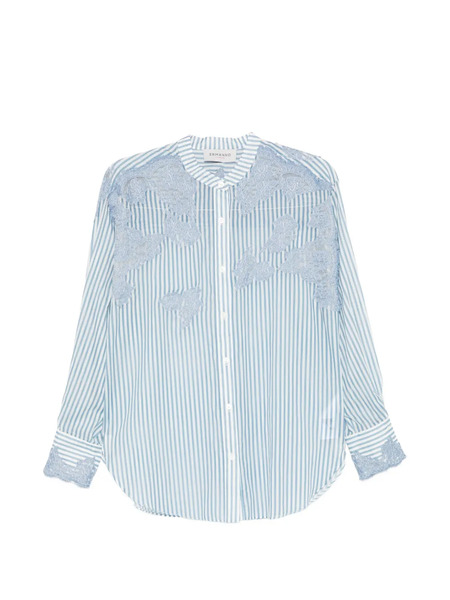  Ermanno Firenze Striped-pattern Lace-detail Shirt - White 