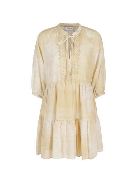  Ermanno Firenze Tie-neck Tiered Dress - Neutrals 