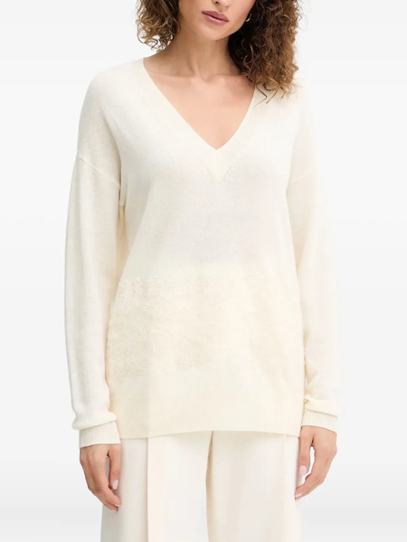  Ermanno Firenze V-neck Longsleeve Sweater - Neutrals 