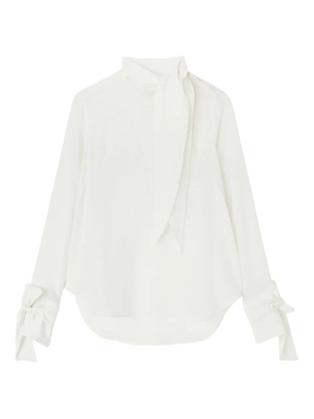  Ermanno Scervino Bow-detailed Tie-neck Blouse - Neutrals 