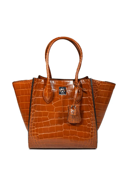  Ermanno Scervino Croc-embossed Tote Bag - Brown 