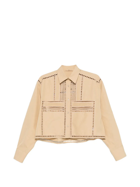  Ermanno Scervino Cutout Cropped Shirt - Neutrals 