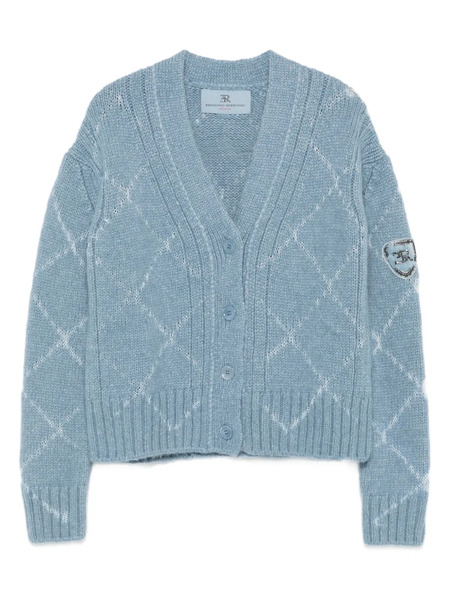  Ermanno Scervino Diamond-pattern V-neck Cardigan - Blue 