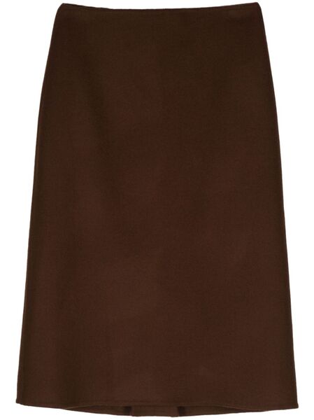  Ermanno Scervino Double Wool Pencil Skirt - Brown 