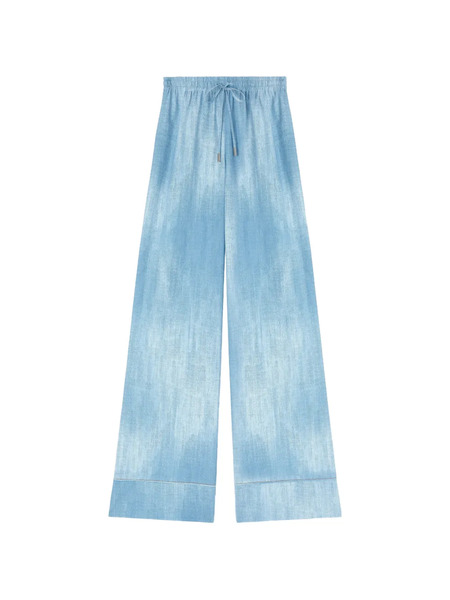  Ermanno Scervino Drawstring Jeans Print Palazzo Pants - Blue 