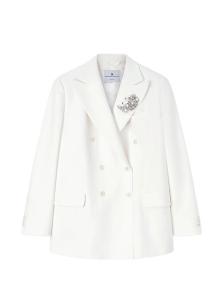  Ermanno Scervino Embellished Double-breasted Blazer - White 