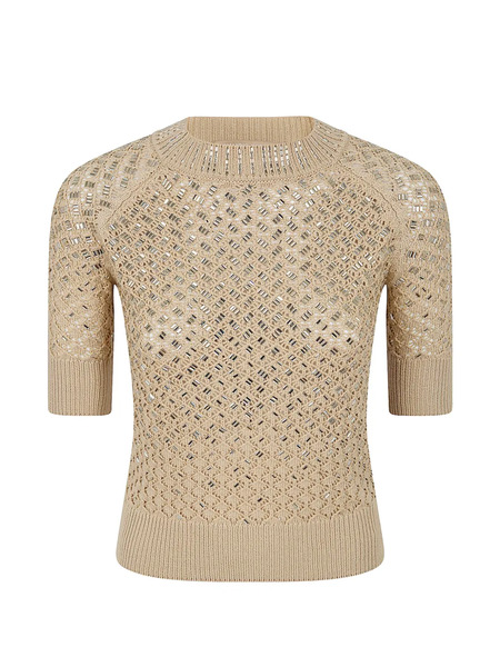  Ermanno Scervino Embellished Open Knit Sweater - Neutrals 