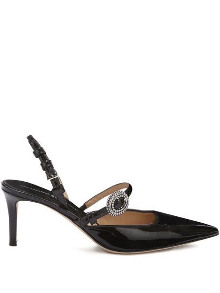  Ermanno Scervino Embellished Slingback Sandals - Black 