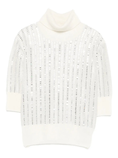  Ermanno Scervino Embellished Turtleneck Top - White 