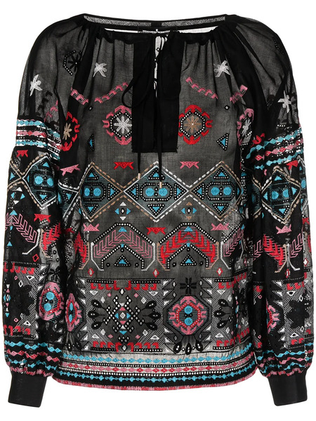  Ermanno Scervino Embroidered Long-sleeve Blouse - Black 