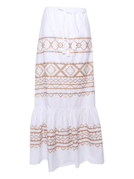  Ermanno Scervino Embroidered Ruffled Skirt - White 