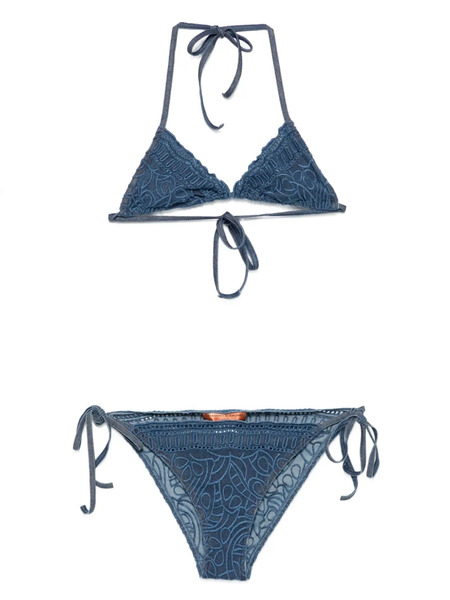  Ermanno Scervino Embroidered Triangle Bikini - Blue 
