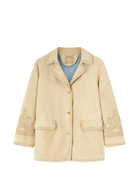  Ermanno Scervino Embroidery Suede Jacket - Neutrals 