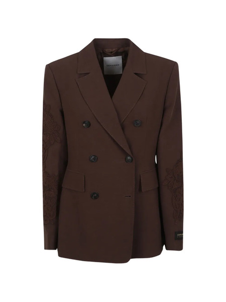  Ermanno Scervino Floral Double-breasted Blazer - Brown 