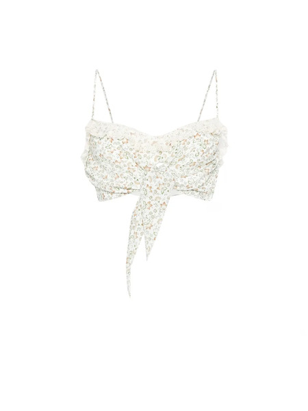 Ermanno Scervino Floral Ruffled Top - Neutrals 