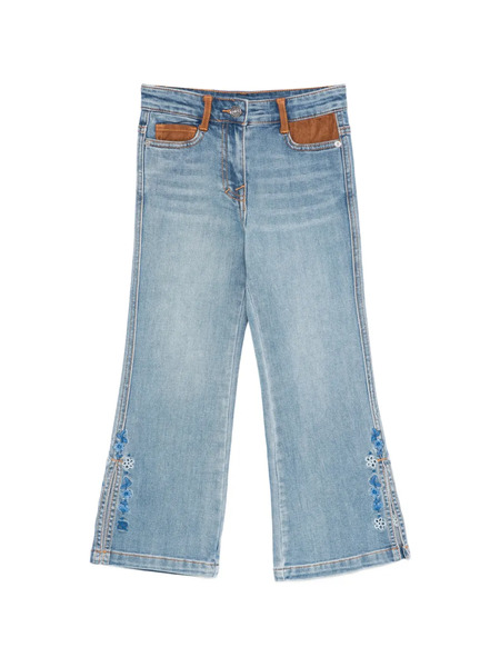 Ermanno Scervino Junior Floral-embroidered Panelled Trousers - Blue 
