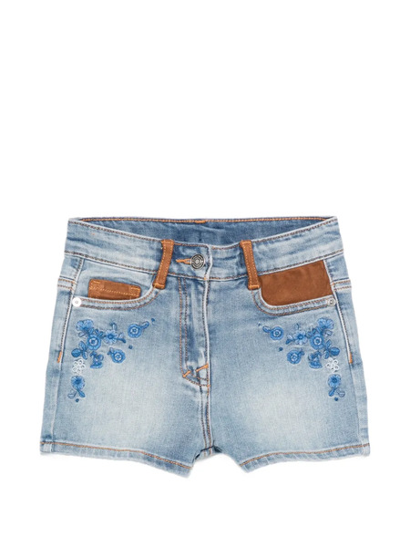  Ermanno Scervino Junior Floral-embroidered Shorts - Blue 