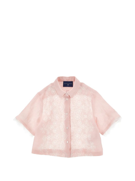  Ermanno Scervino Junior Flower-embroidered Shirt - Pink 