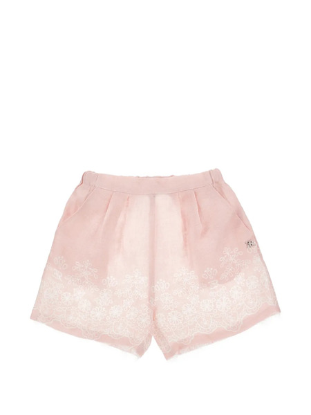  Ermanno Scervino Junior Flower-embroidered Shorts - Pink 