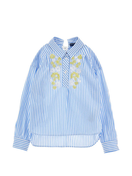  Ermanno Scervino Junior Striped Floral Shirt - Blue 