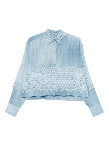  Ermanno Scervino Lace Collared Shirt - Blue 