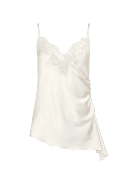  Ermanno Scervino Lace Draped Silk Blouse - White 