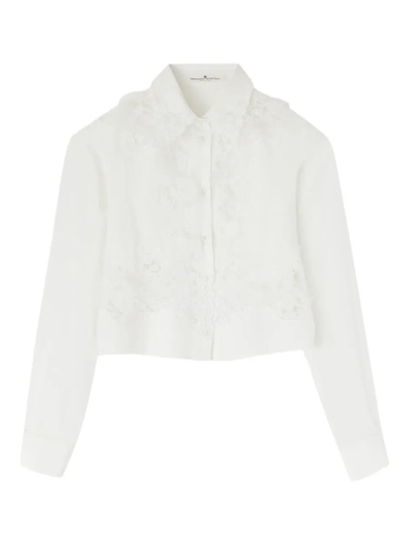  Ermanno Scervino Lace-embellished Silk Shirt - Neutrals 