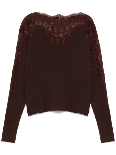  Ermanno Scervino Lace-embellished Sweater - Brown 
