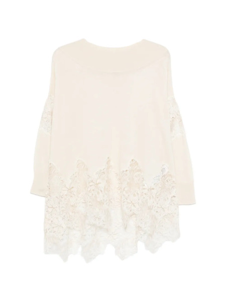  Ermanno Scervino Lace-panel Sweater - Neutrals 