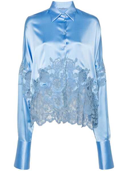  Ermanno Scervino Lace-panelling Shirt - Blue 