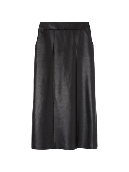  Ermanno Scervino Leather Midi Skirt - Black 