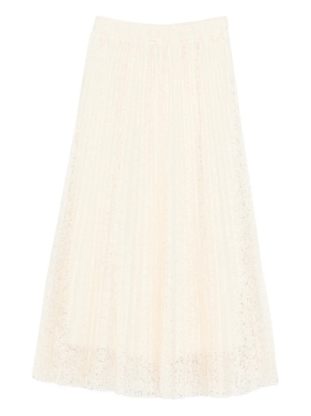  Ermanno Scervino Pleated Floral Midi Skirt - Neutrals 